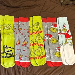 Dr. Seuss Grinch Socks (Pack of 5) - Green, Red, Gray, Blue